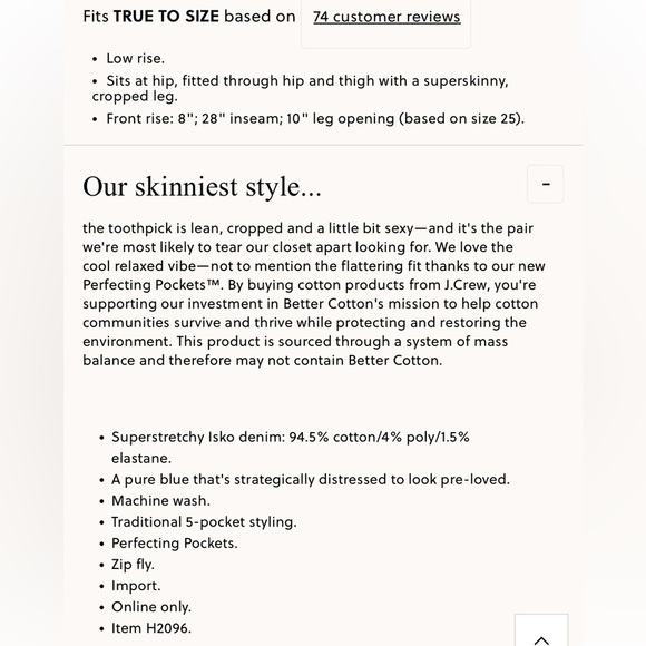 J Crew 8” Toothpick Skinny Jeans in vista wash NWOT sz 33 H2096 - Picture 3 of 11